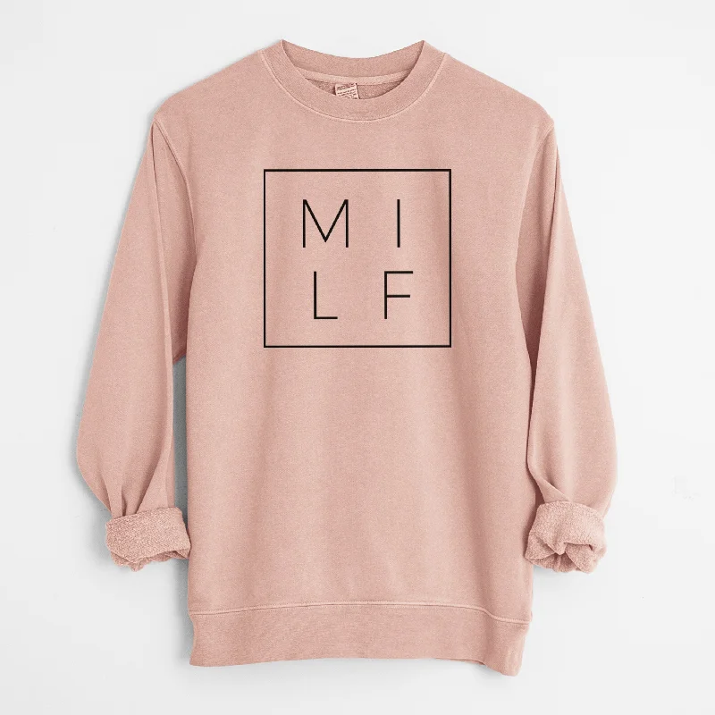 Milf Boxed - Unisex Pigment Dyed Crew Sweatshirt Hoodie with Ribbed Hem Stretchable Secure