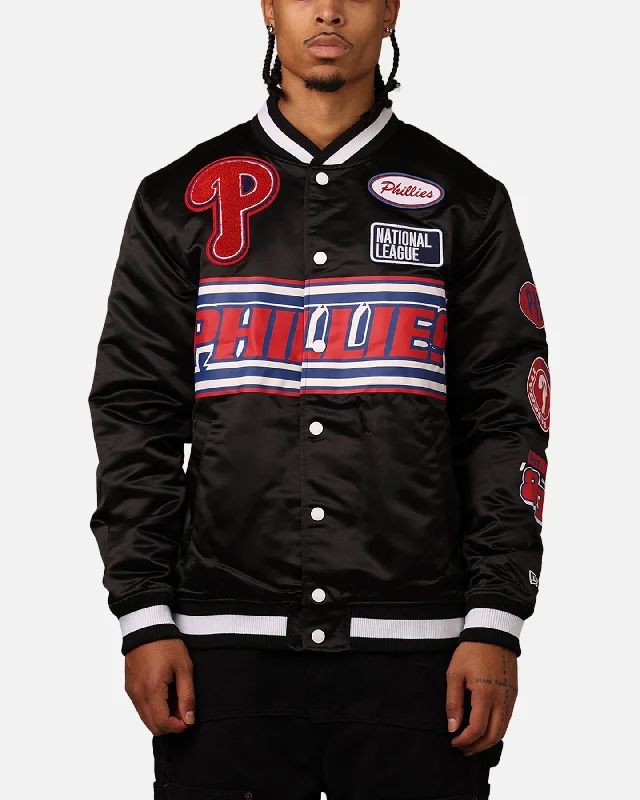 New Era Philadelphia Phillies 2024 Rally Drive Jacket Black/White Fleece Fabric Down Fabric Feather Fabric New Era Philadelphia Phillies 2024 Rally Drive Jacket Black/White Fleece Fabric Down Fabric Feather Fabric