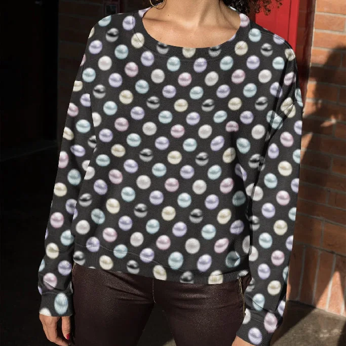65 MCMLXV Women's Pearl Polka Dot Print Fleece Sweatshirt Hoodie with Hem Detail Decorative Unique 65 MCMLXV Women's Pearl Polka Dot Print Fleece Sweatshirt Hoodie with Hem Detail Decorative Unique