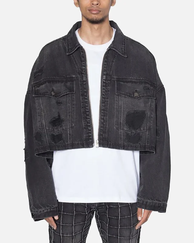 MNML Oversized Ripped Cropped Denim Jacket Washed Black Denim Jacket Leather Jacket Suede Jacket MNML Oversized Ripped Cropped Denim Jacket Washed Black Denim Jacket Leather Jacket Suede Jacket