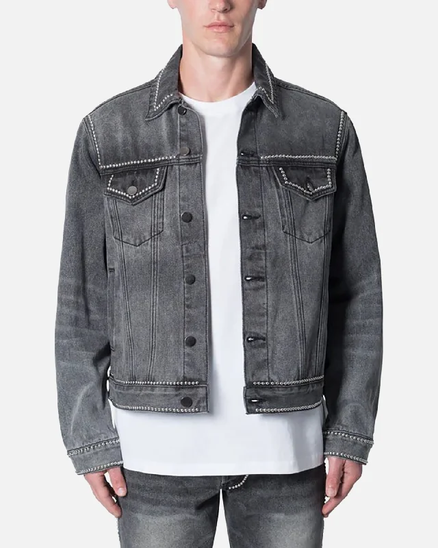 MNML Flat Studded Trucker Jacket Black Print Jacket Jacquard Jacket Embroidered Jacket MNML Flat Studded Trucker Jacket Black Print Jacket Jacquard Jacket Embroidered Jacket