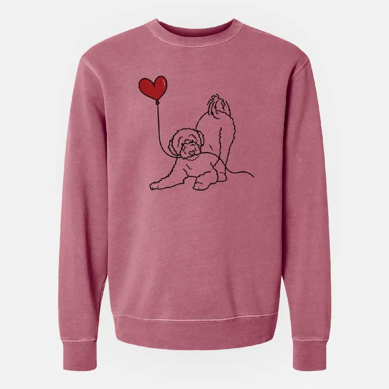 Portuguese Water Dog Heart String - Unisex Pigment Dyed Crew Sweatshirt Hoodie with Zipper Versatile Modern Portuguese Water Dog Heart String - Unisex Pigment Dyed Crew Sweatshirt Hoodie with Zipper Versatile Modern