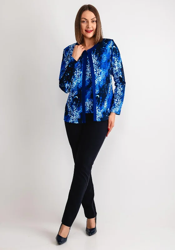 Via Veneto Blue Abstract Print Jacket and Top Twinset, Cobalt Blue Print Jacket Jacquard Jacket Patchwork Jacket Via Veneto Blue Abstract Print Jacket and Top Twinset, Cobalt Blue Print Jacket Jacquard Jacket Patchwork Jacket