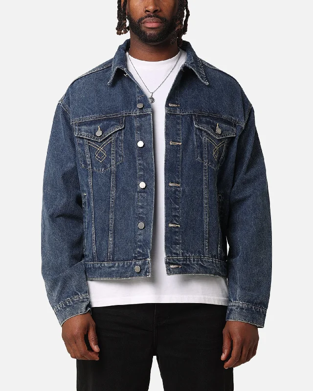 XXIII Classic Trucker Denim Jacket Mid Blue Snapped Jacket Toggled Jacket Drawstring Jacket XXIII Classic Trucker Denim Jacket Mid Blue Snapped Jacket Toggled Jacket Drawstring Jacket