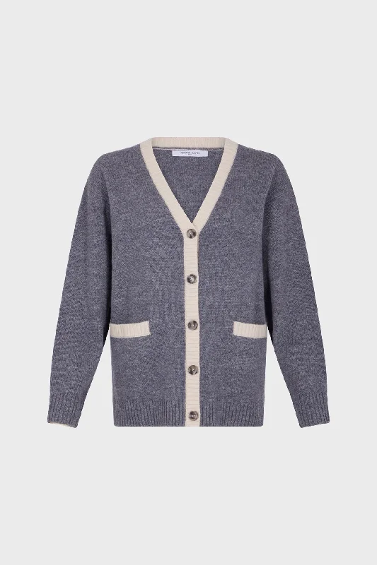 Pullover/vest Jannice Dau90a243 Grey Plunging Neck Pullover