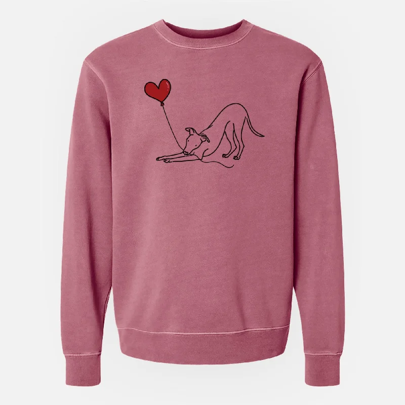 Whippet Heart String - Unisex Pigment Dyed Crew Sweatshirt Graphic Hoodie Design Print