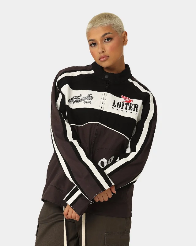 Loiter Motor Jacket Black Cotton Fabric Linen Fabric Terry Fabric