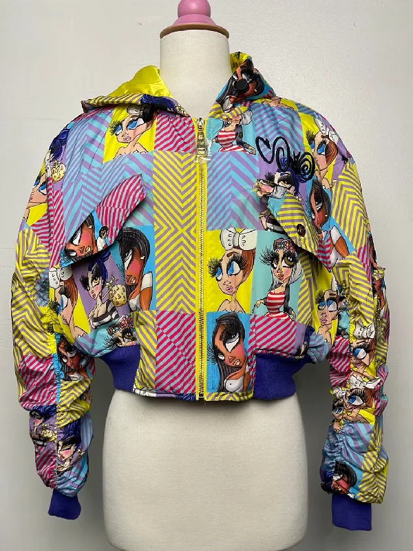 2020 retro pastel bomber jacket cropped - hurt One-Shoulder Jacket Off-the-Shoulder Jacket Asymmetrical Jacket 2020 retro pastel bomber jacket cropped - hurt One-Shoulder Jacket Off-the-Shoulder Jacket Asymmetrical Jacket