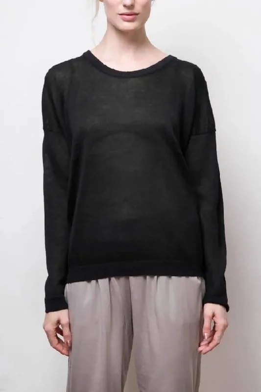 nini sheer cotton pullover - midnight Boxy Neck Sweater