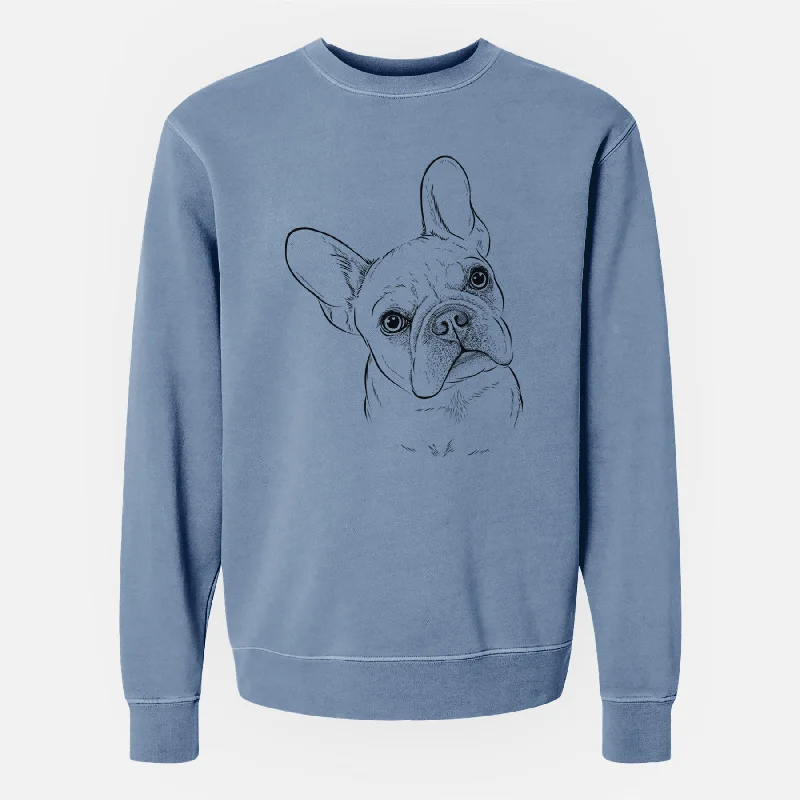 Bare Loki the French Bulldog - Unisex Pigment Dyed Crew Sweatshirt Hoodie with Sequins Glamorous Eye-catching