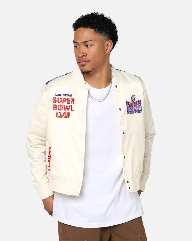 Pro Standard NFL Super Bowl LVIII Sublimated Jacket Eggshell Zippered Front Buttoned Front Snap Front Pro Standard NFL Super Bowl LVIII Sublimated Jacket Eggshell Zippered Front Buttoned Front Snap Front