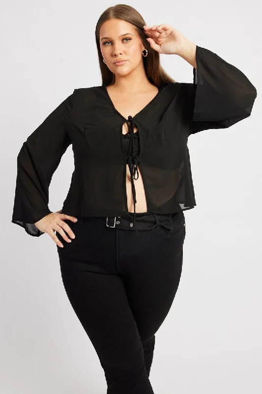 Black Chiffon Flare Sleeve Tie Bolero Jacket Ribbed Jacket Pleated Jacket Ruffled Jacket Black Chiffon Flare Sleeve Tie Bolero Jacket Ribbed Jacket Pleated Jacket Ruffled Jacket