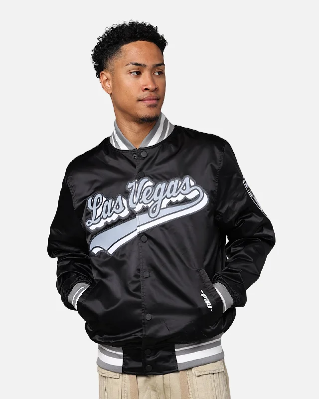 Pro Standard Las Vegas Raiders Rib Satin Jacket Black/Grey Nylon Jacket Polyester Jacket Spandex Jacket Pro Standard Las Vegas Raiders Rib Satin Jacket Black/Grey Nylon Jacket Polyester Jacket Spandex Jacket