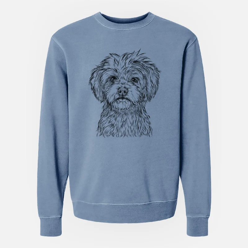 Bare Sammy the Shorkie - Unisex Pigment Dyed Crew Sweatshirt Hoodie with Monochrome Minimalist Simple