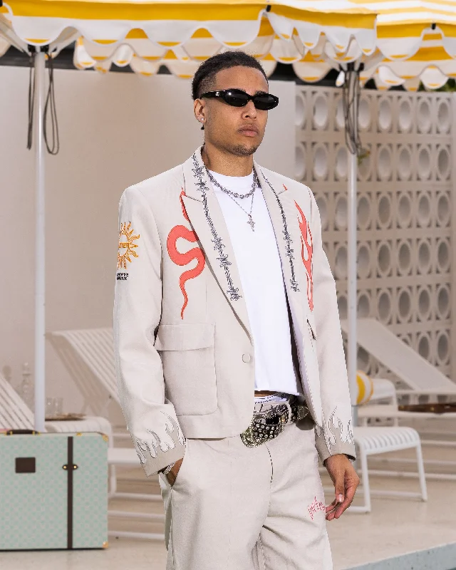 Loiter Western Blazer Jacket Off White Belted Jacket Elasticated Jacket Padded Jacket Loiter Western Blazer Jacket Off White Belted Jacket Elasticated Jacket Padded Jacket