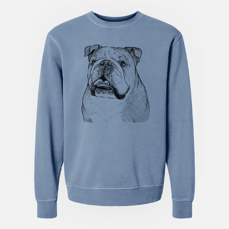 Bare Piggy the English Bulldog - Unisex Pigment Dyed Crew Sweatshirt Hoodie with Ribbed Cuffs Snug Fit Comfort Bare Piggy the English Bulldog - Unisex Pigment Dyed Crew Sweatshirt Hoodie with Ribbed Cuffs Snug Fit Comfort