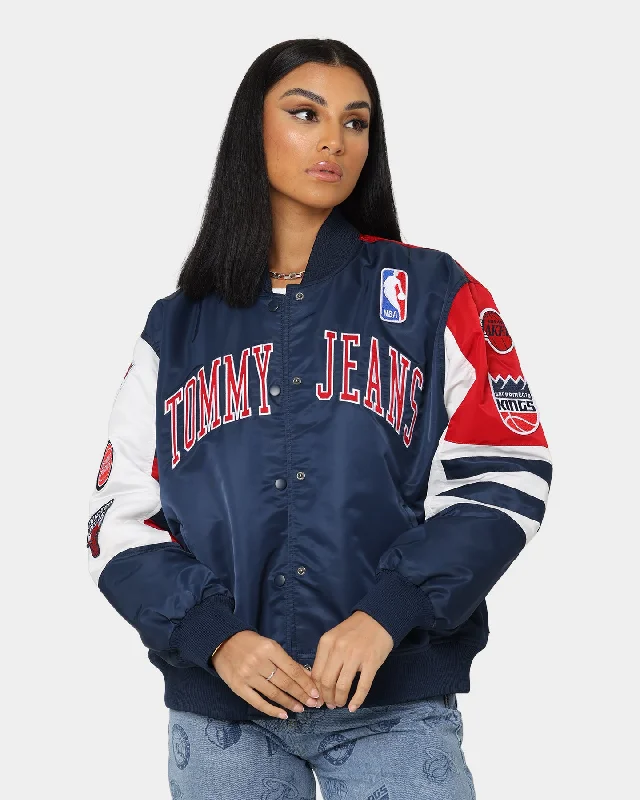 Tommy Jeans Women's Tommy Jeans X NBA W12 Jacket Twilight Navy Oversized Jacket Tailored Jacket Straight Jacket