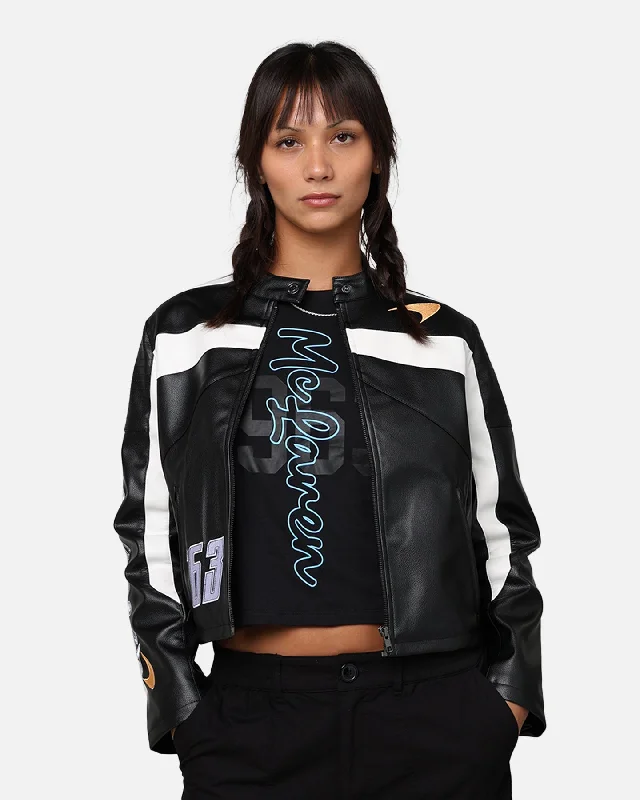We Are The Wild Collective X McLaren Women's Crop Racing Jacket Black Rayon Fabric Velvet Fabric Corduroy Fabric We Are The Wild Collective X McLaren Women's Crop Racing Jacket Black Rayon Fabric Velvet Fabric Corduroy Fabric