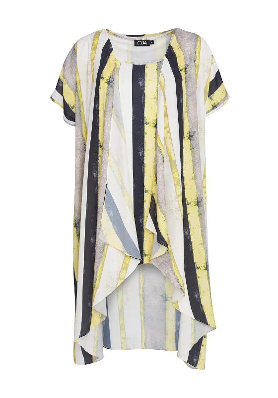 Ora Panel Stripe Top & Jacket Two Piece, Multi One-Shoulder Jacket Off-the-Shoulder Jacket Asymmetrical Jacket Ora Panel Stripe Top & Jacket Two Piece, Multi One-Shoulder Jacket Off-the-Shoulder Jacket Asymmetrical Jacket