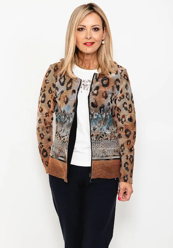 Rabe Animal Print Jacket & T-Shirt Twinset, Brown & White Multi Embroidered Jacket Appliqued Jacket Beaded Jacket Rabe Animal Print Jacket & T-Shirt Twinset, Brown & White Multi Embroidered Jacket Appliqued Jacket Beaded Jacket
