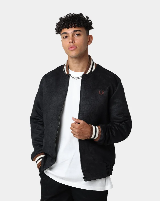 Fred Perry Suedette Tennis Bomber Jacket Black Ribbed Jacket Pleated Jacket Ruffled Jacket Fred Perry Suedette Tennis Bomber Jacket Black Ribbed Jacket Pleated Jacket Ruffled Jacket