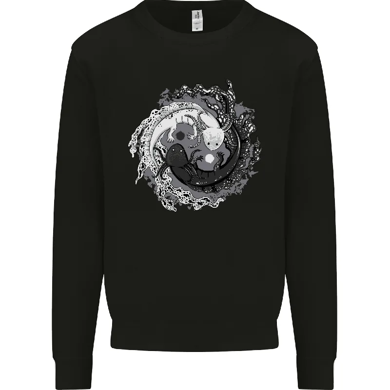 Axolotl Yin Yang Mens Sweatshirt Jumper Hoodie with Slim Fit Tailored Modern
