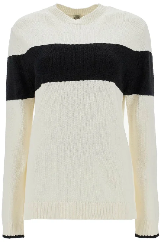 crewneck pullover with contrasting band 243 WRT0338 YA0081 WHITE/BLACK Short Sleeve Top