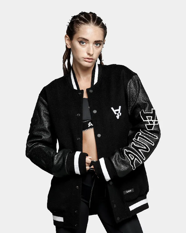 The Anti Order Chicvgo Varsity Jacket Black/Red/White Denim Fabric Leather Fabric Suede Fabric The Anti Order Chicvgo Varsity Jacket Black/Red/White Denim Fabric Leather Fabric Suede Fabric