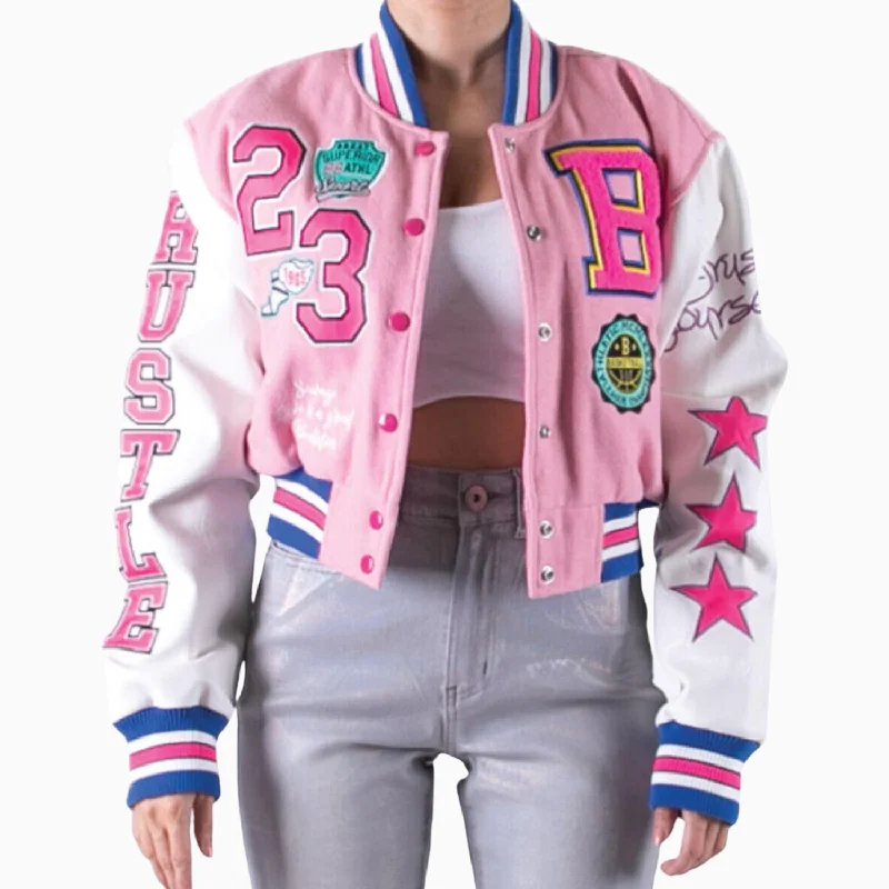 Women's Wool Crop Varsity Jacket With Patch Faux Fur Fabric Real Fur Fabric Shearling Fabric Women's Wool Crop Varsity Jacket With Patch Faux Fur Fabric Real Fur Fabric Shearling Fabric