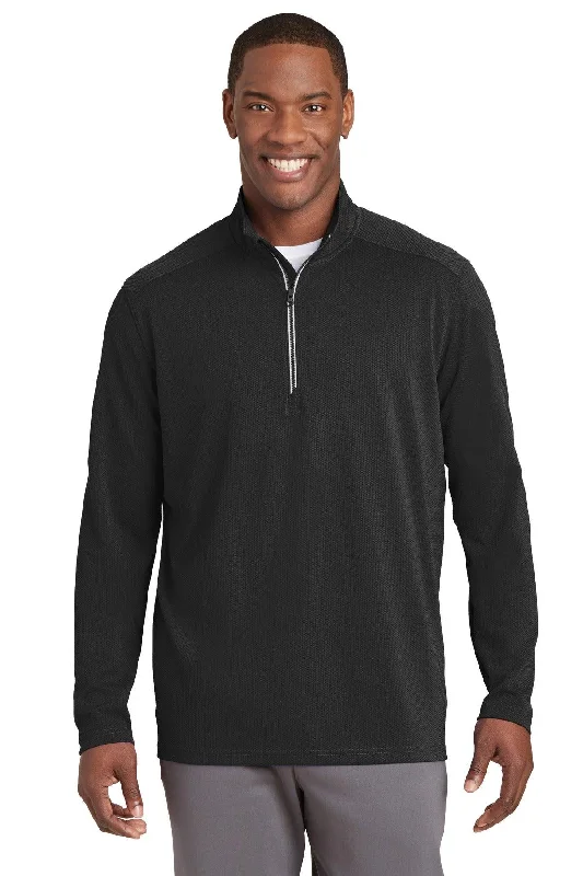 Sport-Tek Sport-Wick Textured 1/4-Zip Pullover.  ST860 High Neck Pullover