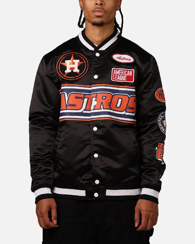 New Era Houston Astros 2024 Rally Drive Jacket Black/White Denim Fabric Leather Fabric Suede Fabric New Era Houston Astros 2024 Rally Drive Jacket Black/White Denim Fabric Leather Fabric Suede Fabric