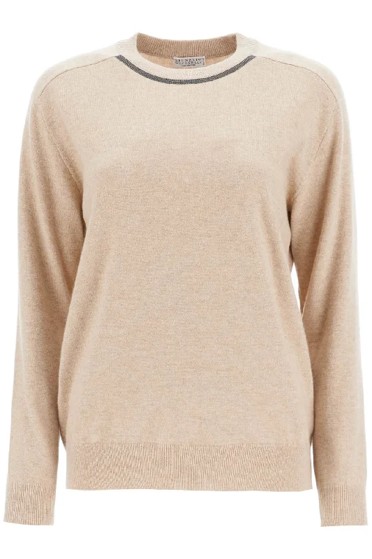 cashmere crewneck pullover M12167900 CAMEL CHIARO Textured Knit Design