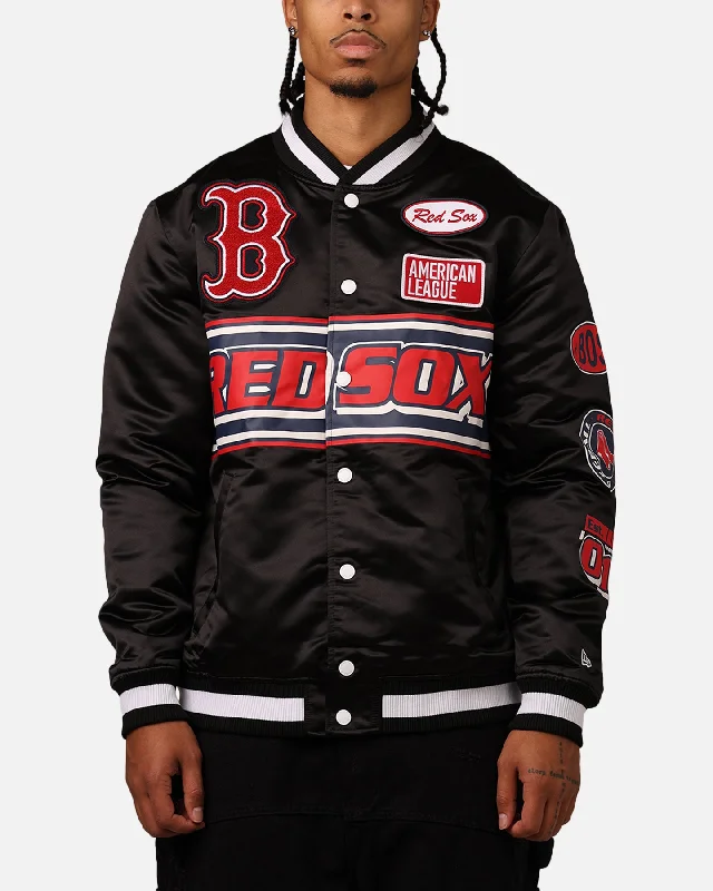 New Era Boston Red Sox 2024 Rally Drive Jacket Black/White Wool Fabric Cashmere Fabric Tweed Fabric New Era Boston Red Sox 2024 Rally Drive Jacket Black/White Wool Fabric Cashmere Fabric Tweed Fabric