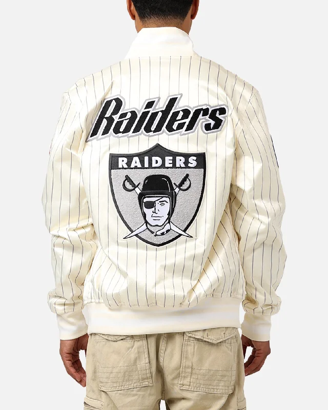 Pro Standard Las Vegas Raiders Pinstripe Satin Jacket Eggshell/Yellow Mesh Jacket Canvas Jacket Denim Jacket Pro Standard Las Vegas Raiders Pinstripe Satin Jacket Eggshell/Yellow Mesh Jacket Canvas Jacket Denim Jacket