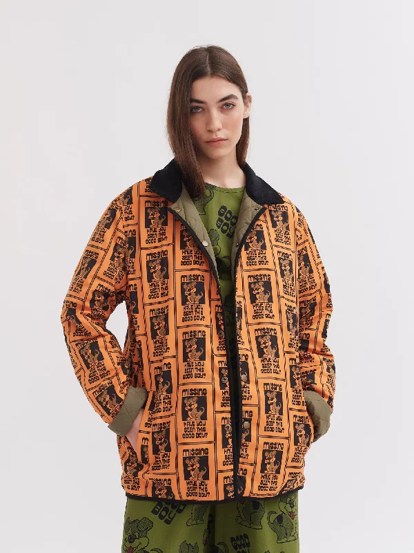 Lazy Oaf Missing Dog Quilt Jacket Stand-Up Collar Roll-Neck Collar Turtle Neck