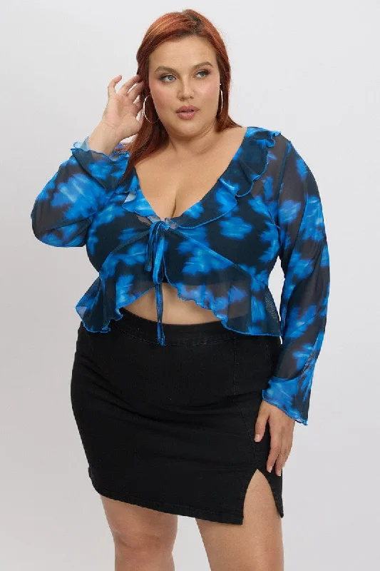 Blue Abstract Mesh Frill Bolero Jacket Snapped Jacket Toggled Jacket Drawstring Jacket Blue Abstract Mesh Frill Bolero Jacket Snapped Jacket Toggled Jacket Drawstring Jacket