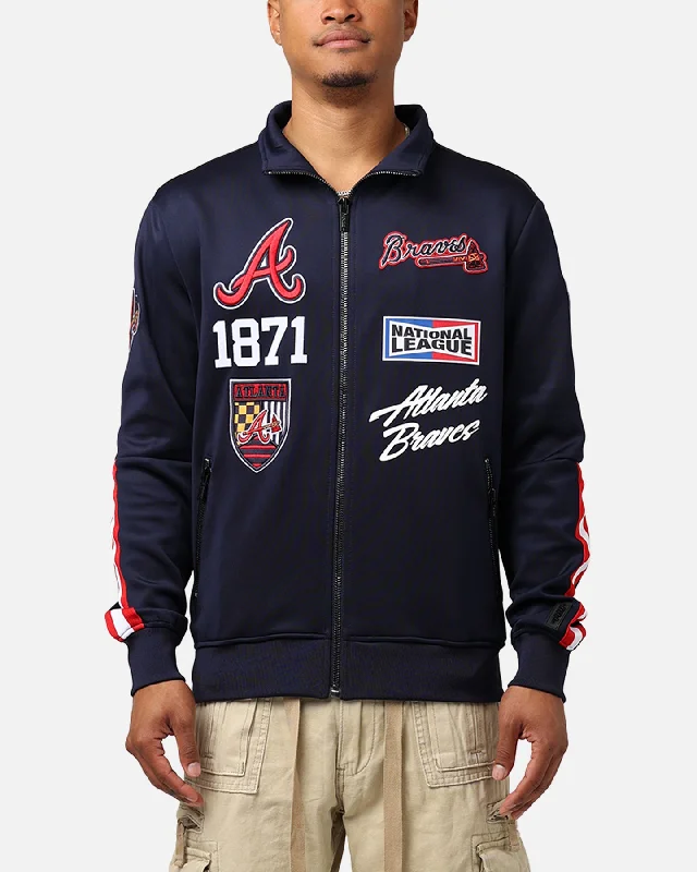 Pro Standard Atlanta Braves Fast Lane Track Jacket Midnight/Red Trench Coat Raincoat Waterproof Jacket Pro Standard Atlanta Braves Fast Lane Track Jacket Midnight/Red Trench Coat Raincoat Waterproof Jacket