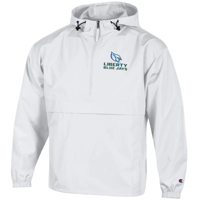 Liberty Blue Jays WHITE Windbreaker Packable Jacket - Champion Tailored Jacket Straight Jacket A-Line Jacket Liberty Blue Jays WHITE Windbreaker Packable Jacket - Champion Tailored Jacket Straight Jacket A-Line Jacket
