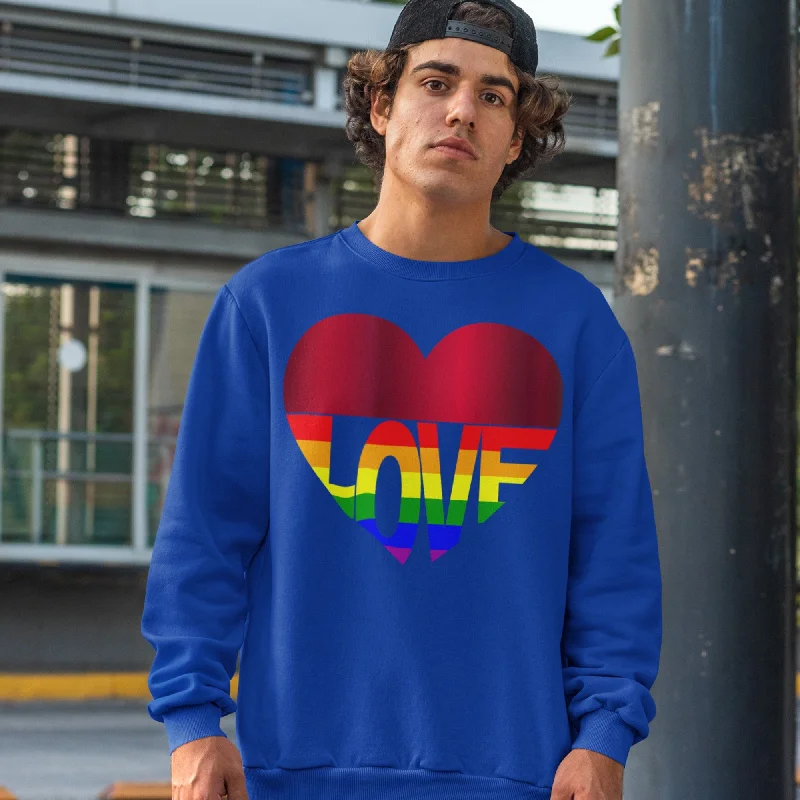 65 MCMLXV Unisex LGBT Rainbow Flag Love Heart Sweatshirt Hoodie with Button Classic Timeless