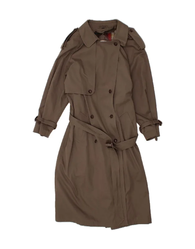 ENSIGN Womens Trench Coat UK 18 XL Brown Polyester Wool Cashmere Tweed