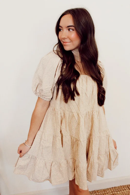 Ivory/Mocha Gingham Dress