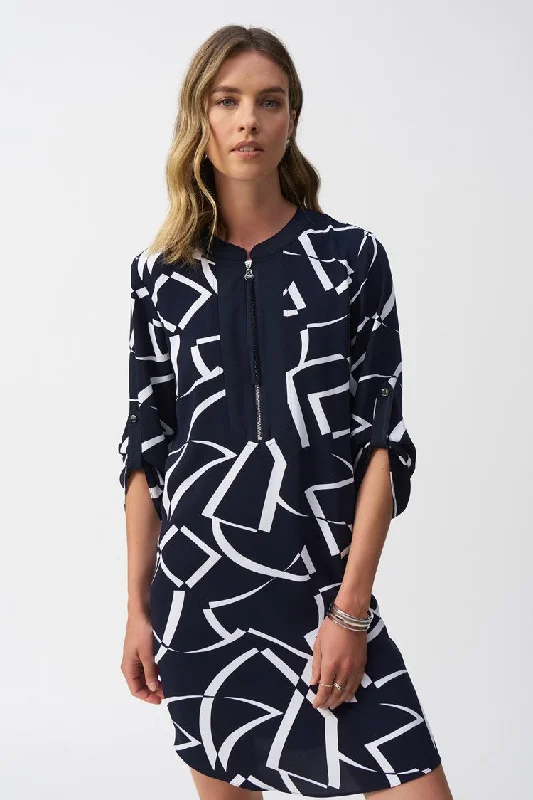 Joseph Ribkoff Woven Geometric Print Straight Dress 251143