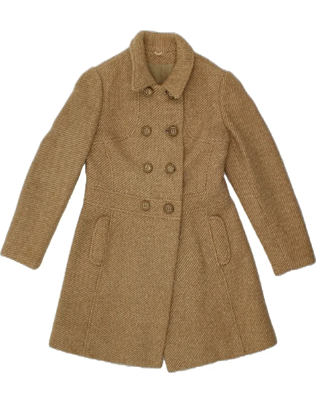 VINTAGE Womens Double Breasted Coat UK 14 Medium Beige Hooded Jacket Zipper Jacket Button Jacket VINTAGE Womens Double Breasted Coat UK 14 Medium Beige Hooded Jacket Zipper Jacket Button Jacket