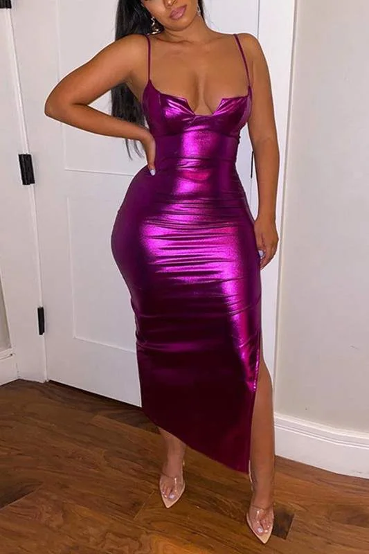 SHINY CAMISOLE LONG DRESS