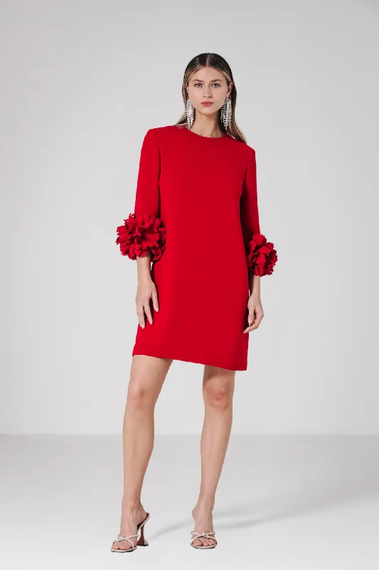 3/4 sleeves short crepe dress