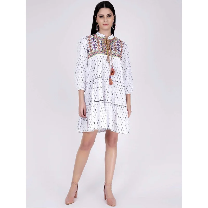 First Resort by Ramola Bachchan Yellow Embroidered Peasant Dress