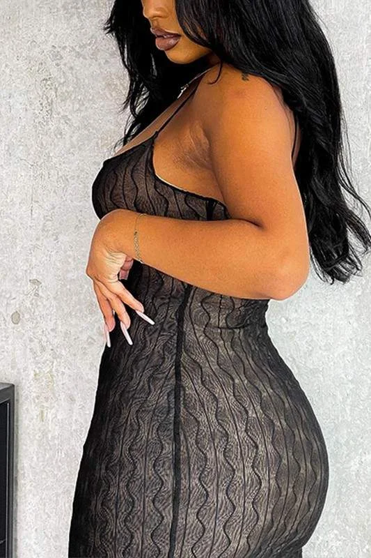 SHEER MESH LONG DRESS