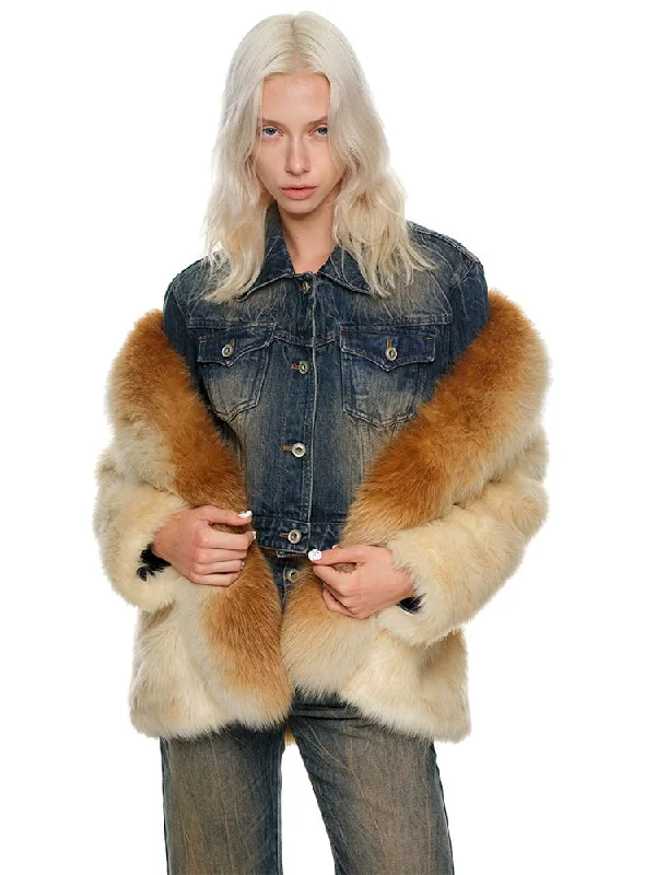 Gradient Fox Fur Coat【s0000010638】 empire Basque Peplum