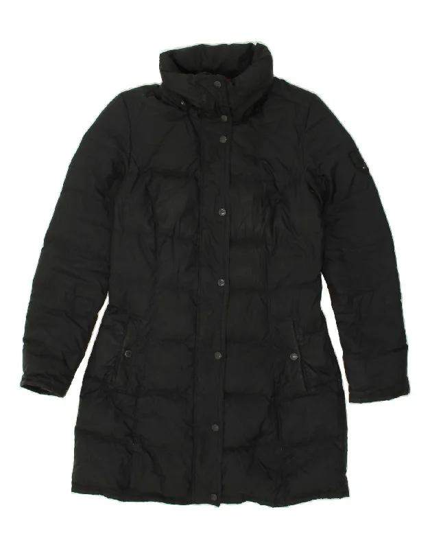 TOMMY HILFIGER Womens Padded Coat UK 10 Small Black Nylon Trapeze Tunic Caftan
