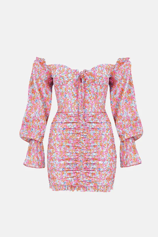 LILY DRESS / PINK FLORAL PATTERN
